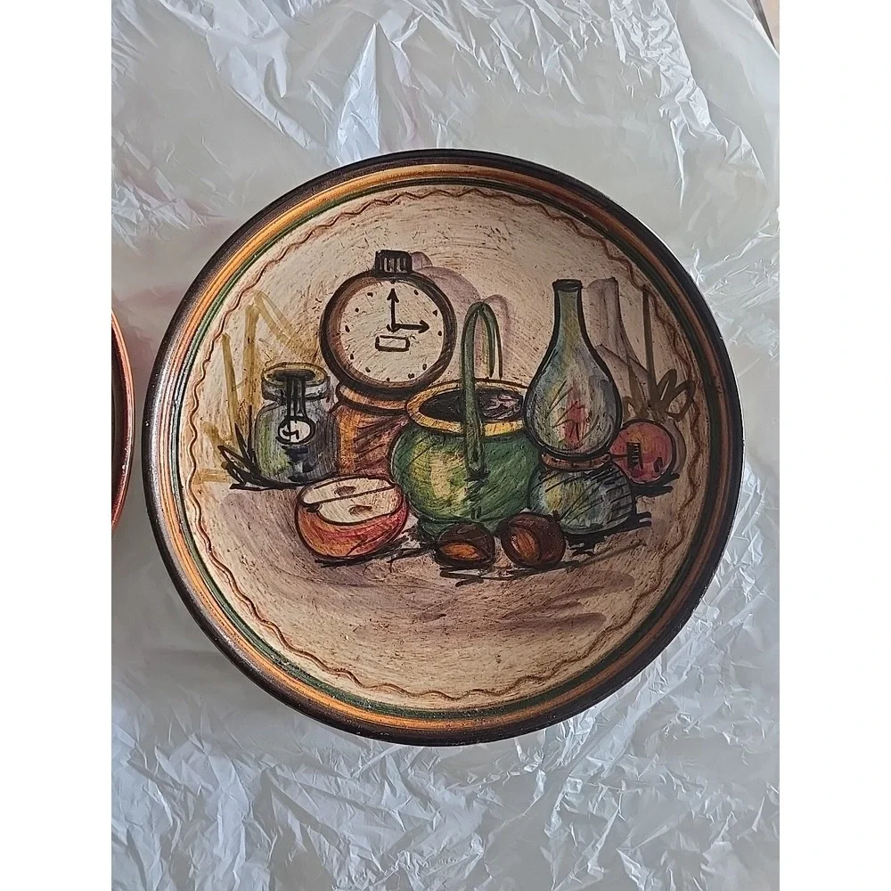 VINTAGE VIETRI ITALIAN WALL ART POTTERY 2‎ DISHES HAND PAINTED - Picture 2 of 7